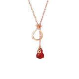 Women's Sterling Silver Retro Ethnic Style New Chinese Style Red Agate Gourd Clavicle Chain