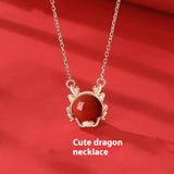 Women's Zodiac Dragon Necklace Red Rope Bracelet