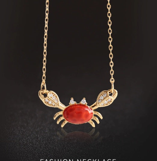 Cute Red Little Crab Element Clavicle Chain