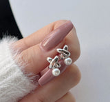 Micro Pearl Pendant X-shaped Female Earrings