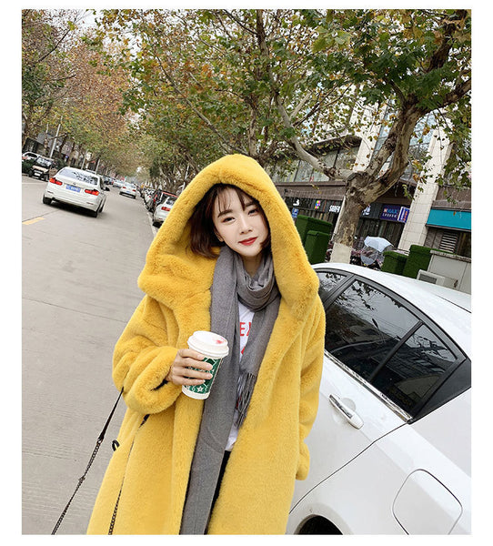 Faux fur mink women plush coat