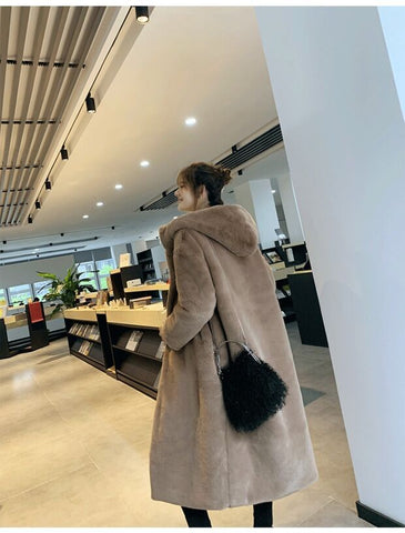 Faux fur mink women plush coat