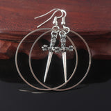 Silver Sword Earrings Dark Witch Pendant Gothic Antique Sword Earrings Ladies