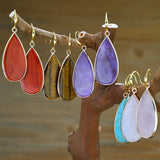 Vintage Tigereye Long Water Drops Earrings