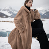 Loose Plus Size Long Leopard Print Fur Coat