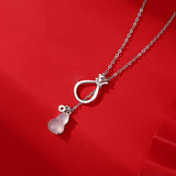 Women's Sterling Silver Retro Ethnic Style New Chinese Style Red Agate Gourd Clavicle Chain