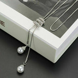 Female Accessories Pearl Necklace Twin High Sense