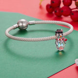 Original Christmas Snowman S925 Sterling Silver Beads Winter Christmas Atmosphere DIY Bead Ornament Accessories