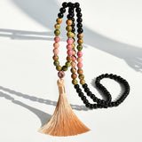 108 Natural Stone Tassels Long Necklace Women