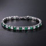 Electroplated Real Platinum Long-lasting Color-retaining Square Diamond Bracelet