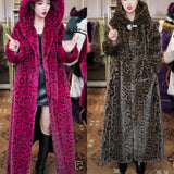 Loose Plus Size Long Leopard Print Fur Coat