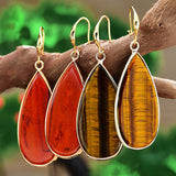 Vintage Tigereye Long Water Drops Earrings