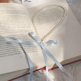 Ballet Girl Day Tie Pearl Sweet Black Ribbon Bow Choker Temperament Lace-up Necklace