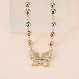 Gold Butterfly Necklace Thanksgiving Gift Zircon Inlaid Adjustable
