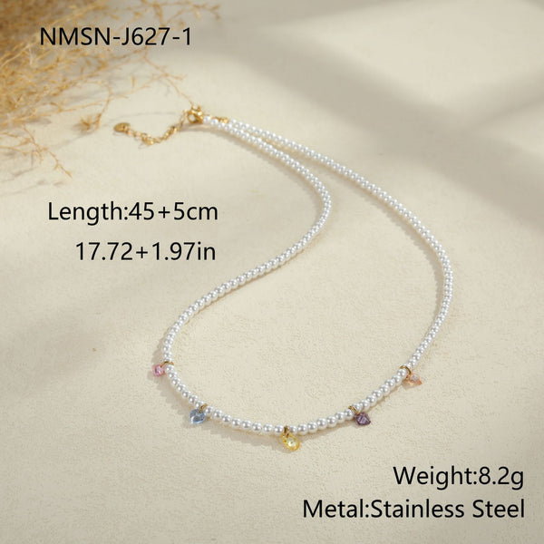 Colorful Zircon Pearl Necklace Exquisite Light Luxury