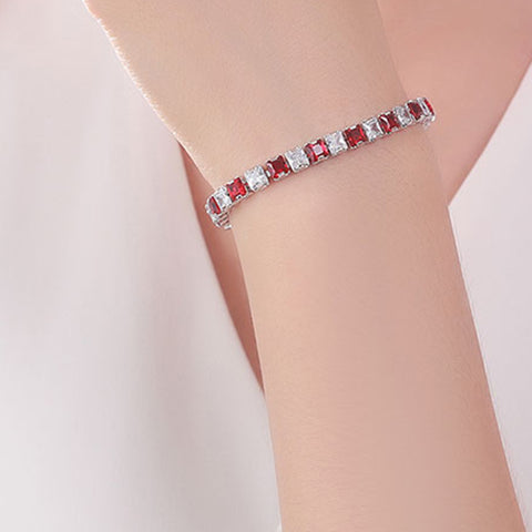 Electroplated Real Platinum Long-lasting Color-retaining Square Diamond Bracelet