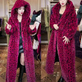Loose Plus Size Long Leopard Print Fur Coat