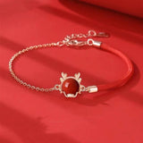 Women's Zodiac Dragon Necklace Red Rope Bracelet