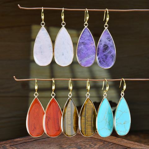 Vintage Tigereye Long Water Drops Earrings