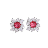 Women's Red Diamond Pear-shaped Water Drop Flower Earrings