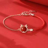 Women's Zodiac Dragon Necklace Red Rope Bracelet
