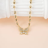 Gold Butterfly Necklace Thanksgiving Gift Zircon Inlaid Adjustable