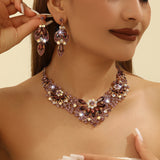 High Profile And Generous Crystal Necklace And Earrings Suite