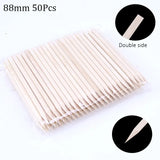 100/50Pcs Orange Wood Nail Sticks Double Sided Cuticle Pusher Remover Rhinestones Dotting Tools Nail Art Manicure Pedicure Care