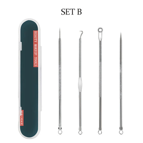 Blackhead Acne Remover 4pcs Comedone Black Head Blemish Pimple Removal Needle Face Skin Beauty Care Cleansing Pore Cleanser