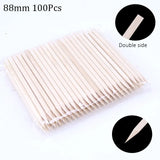 100/50Pcs Orange Wood Nail Sticks Double Sided Cuticle Pusher Remover Rhinestones Dotting Tools Nail Art Manicure Pedicure Care
