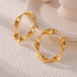 European And American Titanium Steel Metal Texture U-shaped Twisted Earrings