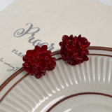 Ankela Red Camellia Stud Earrings Female High Sense Niche