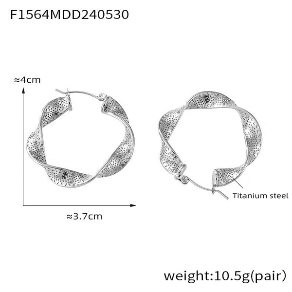 European And American Titanium Steel Metal Texture U-shaped Twisted Earrings