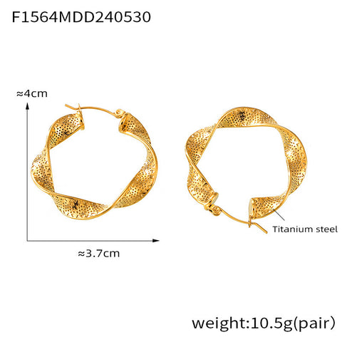 European And American Titanium Steel Metal Texture U-shaped Twisted Earrings