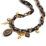 Dripping Oil Love Heart Flowers Rope Necklace Female