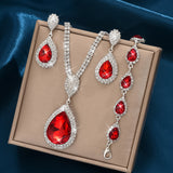 Red Sapphire Blue Water Drop Pendant Affordable Luxury Style Design Niche Trendy Suit