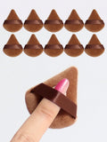 10pcs Triangle Shape Velvet Powder Puffs, Soft Makeup Blender Sponges For Face Contouring, Eyes & Corners
