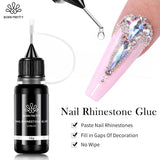 BORN PRETTY 10g Gel Nail Glue for Rhinestones for Nails Super Adhesive NO Wipe Nail Gem Glue 3D Crystals Beads Diamonds Sticker