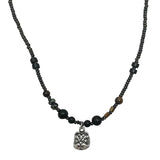 Vintage Chinese Style Lion Pendant Beaded Necklace For Women Men Lucky Punk Couple Clavicle Chain Ethnic Style Accessories