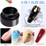 BORN PRETTY 10g Gel Nail Glue for Rhinestones for Nails Super Adhesive NO Wipe Nail Gem Glue 3D Crystals Beads Diamonds Sticker