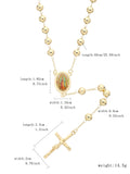 FanSibao Y shaped bead chain Golden Virgin Mary cross prayer bead pendant long necklace ladies and girls jewelry