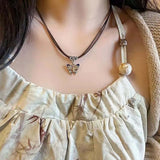 Chinese Style Vintage Peace Buckle Pendant Necklaces Beads Chains Choker Set Fashion Jewelry for Women Lady Gift Accessories New