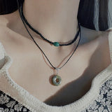 Chinese Style Vintage Peace Buckle Pendant Necklaces Beads Chains Choker Set Fashion Jewelry for Women Lady Gift Accessories New
