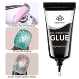 BORN PRETTY 10g Gel Nail Glue for Rhinestones for Nails Super Adhesive NO Wipe Nail Gem Glue 3D Crystals Beads Diamonds Sticker