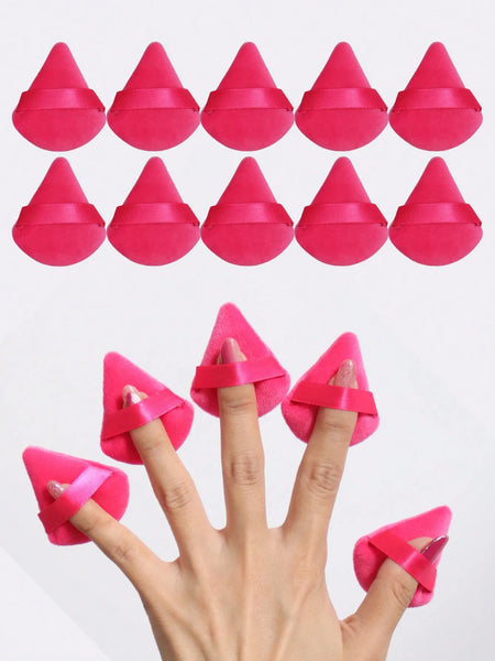 10pcs Triangle Shape Velvet Powder Puffs, Soft Makeup Blender Sponges For Face Contouring, Eyes & Corners