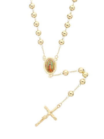 FanSibao Y shaped bead chain Golden Virgin Mary cross prayer bead pendant long necklace ladies and girls jewelry