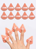 10pcs Triangle Shape Velvet Powder Puffs, Soft Makeup Blender Sponges For Face Contouring, Eyes & Corners