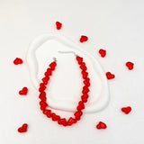 Fashionable And Popular Acrylic Red Love Necklace Bead Jewelry Accessories
