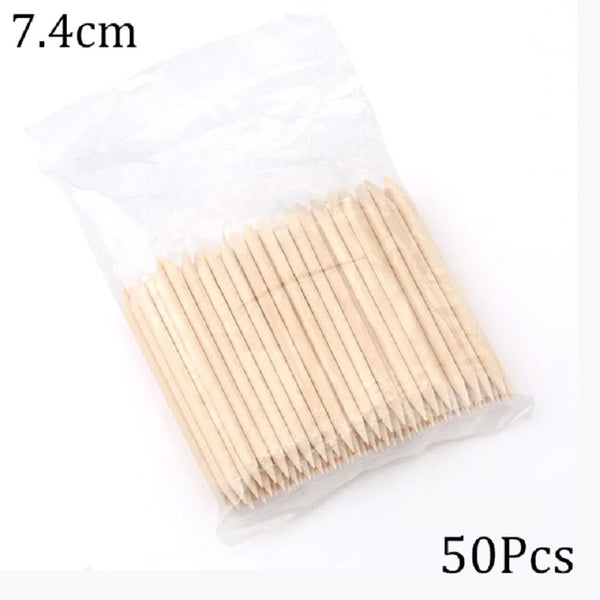 100/50Pcs Orange Wood Nail Sticks Double Sided Cuticle Pusher Remover Rhinestones Dotting Tools Nail Art Manicure Pedicure Care