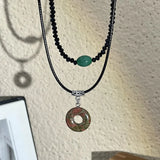 Chinese Style Vintage Peace Buckle Pendant Necklaces Beads Chains Choker Set Fashion Jewelry for Women Lady Gift Accessories New